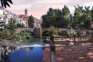 een brug over een rivier in een stad bij Apartamentos Los Robles in Alcalá del Júcar