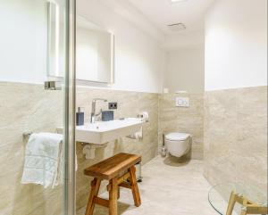 łazienka z umywalką i toaletą w obiekcie Appartement Seefeld Tirol - Luxusappartement Birkenwald w mieście Seefeld in Tirol +8 zdjęć