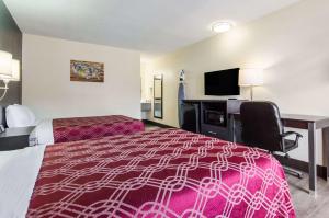 a hotel room with a bed and a flat screen tv at Econo Lodge Near Motor Speedway in Bristol
