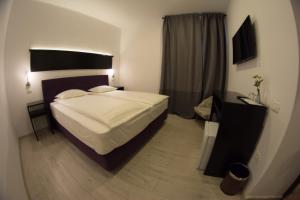 a bedroom with a large bed and a window at Casa Branga in Deva