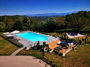 an overhead view of a swimming pool in a yard at Chateau Mont Joly in Gan