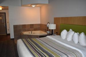 a hotel room with a bed and a bath tub at Country Inn & Suites by Radisson, Hagerstown, MD in Hagerstown