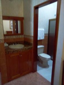 a bathroom with a toilet and a sink at Hotel Santa Elena in El Fuerte