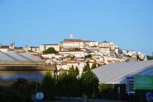 a view of a city with a hill in the background at Casa da Nonô in Coimbra
