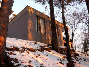 a house in the woods in the snow at Varesello 20 in Brunate