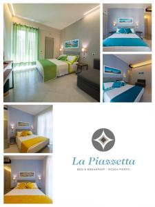 uma colagem de quatro fotografias de um quarto de hotel em B&B La Piazzetta em Ischia