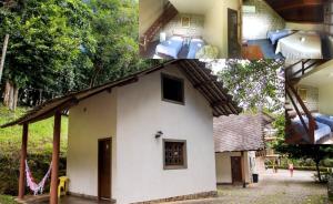 un collage de trois photos d'une maison dans l'établissement Quilombo Hotel Fazenda, à União dos Palmares