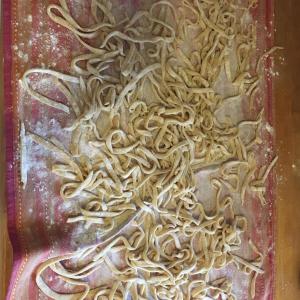a pile of noodles sitting on top of a table at la masseria di Antonio e Teresina in Colli al Volturno