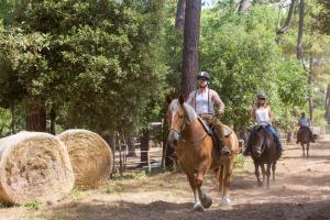 two people riding horses on a trail with hay at Camping Officiel Siblu La Pignade in Ronce-les-Bains