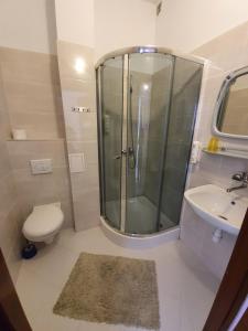 Koupelna v ubytování Hotel Sudety