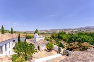 eine Luftansicht einer Villa mit Bäumen und Gebäuden in der Unterkunft Hotel Boutique Molino del Arco in Ronda