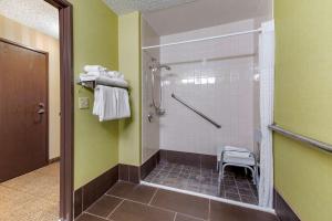 baño con ducha y puerta de cristal en Comfort Suites Highlands Ranch Denver Tech Center Area, en Highlands Ranch