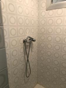 a shower with a hose in a bathroom at Hostal Casiano Camarasa in Camarasa