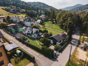 an aerial view of a village with houses at Pokoje Gościnne u Renaty in Szczyrk