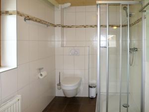 a bathroom with a toilet and a glass shower at Holiday Home Wallner - FUC110 by Interhome in Fusch an der Glocknerstraße