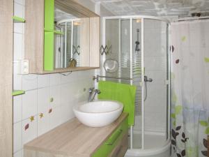 y baño con lavabo y ducha. en Holiday Home Karli by Interhome en Loissin