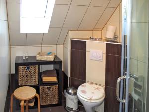 ボルンにあるApartment Scholz by Interhomeの小さなバスルーム(トイレ、スツール付)