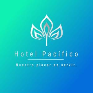 een logo voor een hotel positano museo geplaatst op een script bij Hotel Pacífico in Guayaquil