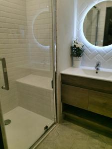 サント・マリー・ド・カンパンにあるGite Grand Tourmaletのバスルーム(シャワー、シンク付)
