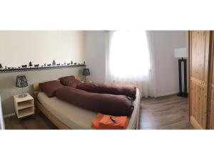 een woonkamer met een bank met bruine kussens bij Apartment Alpenstrasse 4 by Interhome in Engelberg
