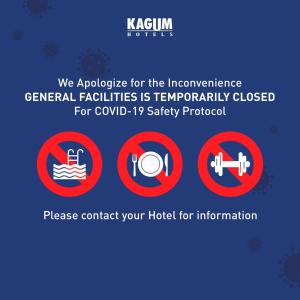 a sign that reads we apologize for the inconvenience general facilities is temporarily closed forcv at Serela Legian by KAGUM Hotels in Legian
