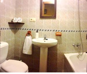 y baño con lavabo y aseo. en Casa Rural Calderon de Medina I y II, en Siete Iglesias de Trabancos