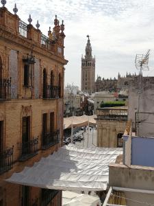 a view of a city from the roof of a building at Duplex and terrace overlooking Giralda in Seville
