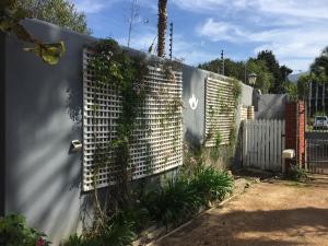 a fence with a white gate with ivy on it at Constantia Lazy River in Cape Town