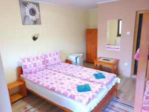 A bed or beds in a room at Casa Monika Ciocarliei