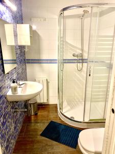 a bathroom with a shower and a sink at Mush Rooms Apartments in Alicante