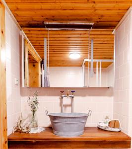 a bathroom with a sink and a bowl sink at Moosbacher-Hütte in Aichberg