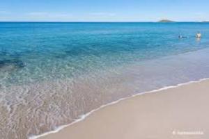 una spiaggia con l'oceano e la sabbia e l'acqua di Villa Cavalluccio Marino con piscina idromassaggio a Carini