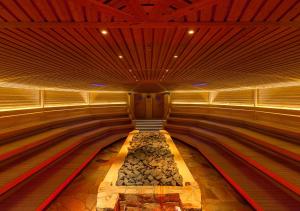 a bowling alley with a long line of bowling lanes at SATAMA Sauna Resort & SPA in Wendisch Rietz