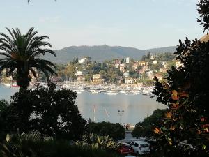 een uitzicht op een haven met boten in het water bij La Vie En Rose in Rapallo