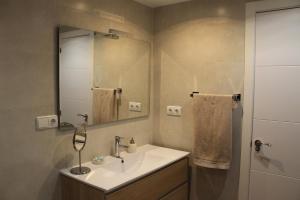 a bathroom with a sink and a mirror at Amplio Apto con patio privado in Aranjuez