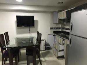 Kuchyň nebo kuchyňský kout v ubytování Hotel Palmi