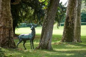 a deer standing between two trees in a park at Villa Cordevigo Wine Relais in Cavaion Veronese