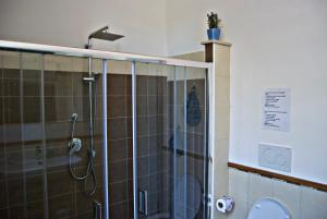 ポリニャーノ・ア・マーレにあるEagle's Nestのバスルーム(ガラスドア付きのシャワー付)
