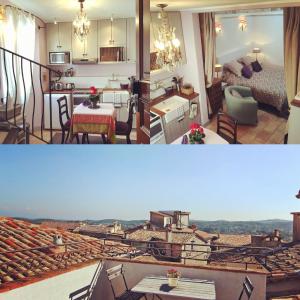two pictures of a living room and a living room at Enjoy Mougins in Mougins