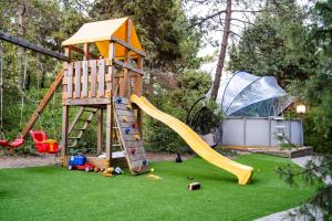 einen Spielplatz mit Rutsche auf dem Rasen in der Unterkunft Altai in Dzhubga