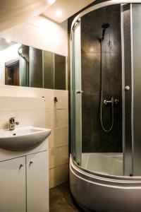 a bathroom with a shower and a sink at Villa 37b Bed and Breakfast in Warsaw +23 photos