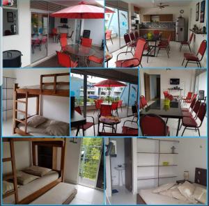 un collage de fotos de una habitación con mesas y sillas en Condominio Terrazas del Sol 11 - 202, en Sopetrán