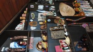 a table filled with lots of different types of items at Guest House Kapetanova Kuća in Križevci