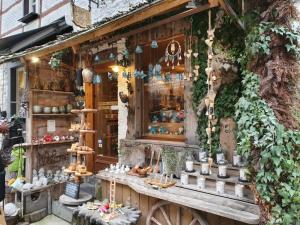 a store with a display of vases and other items at The Green Apple Durbuy in Durbuy