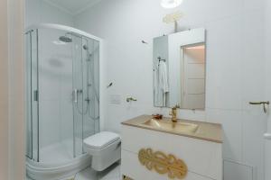 een badkamer met een toilet, een wastafel en een douche bij Arcadijskiy Palace in Odessa