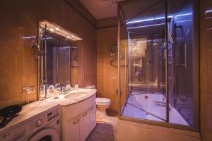 a bathroom with a shower and a sink and a toilet at Premium Apartment Old Arbat in Moscow