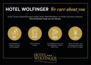 eine Reihe von Logos für einen Hotelfreiwilligen in der Unterkunft Austria Classic Hotel Wolfinger - Hauptplatz in Linz