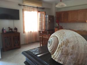 Η κουζίνα ή μικρή κουζίνα στο Μπαλκόνι του Αιγαίου father's house in Kimi