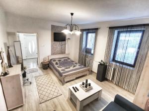 Televízia a/alebo spoločenská miestnosť v ubytovaní Á-B Apartman