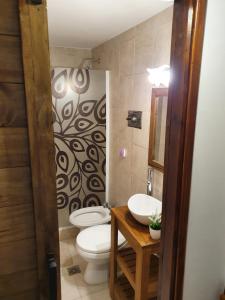 a bathroom with a toilet and a sink at Complejo Villa Calitri in Villa Gesell +100 photos